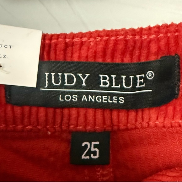 Judy Blue Orange Rust Slim Fit High Waist Stretch Corduroy Carpenter Jeans - Picture 8 of 16